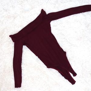 Maroon Off the Shoulder Bodysuit